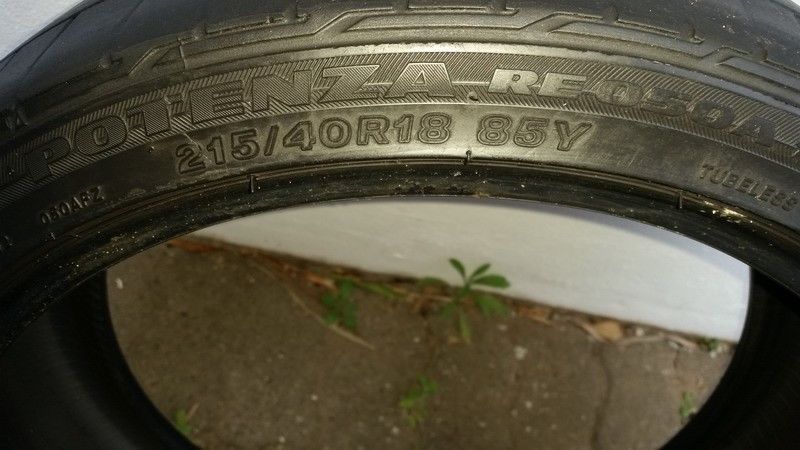 18 inch Bridgestone Potenza RE050 Run Flat (215/40 R18 tyre)