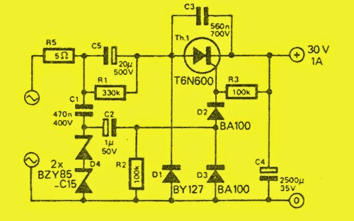 1amp transformerless electronic power supply simple and sleak at home