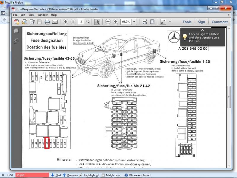 2003 Mercedes C230 Fuse Box Diagram