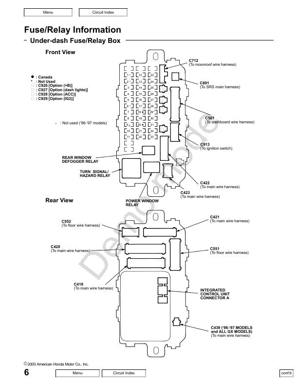 98 Honda Civic Fuse Box Diagram