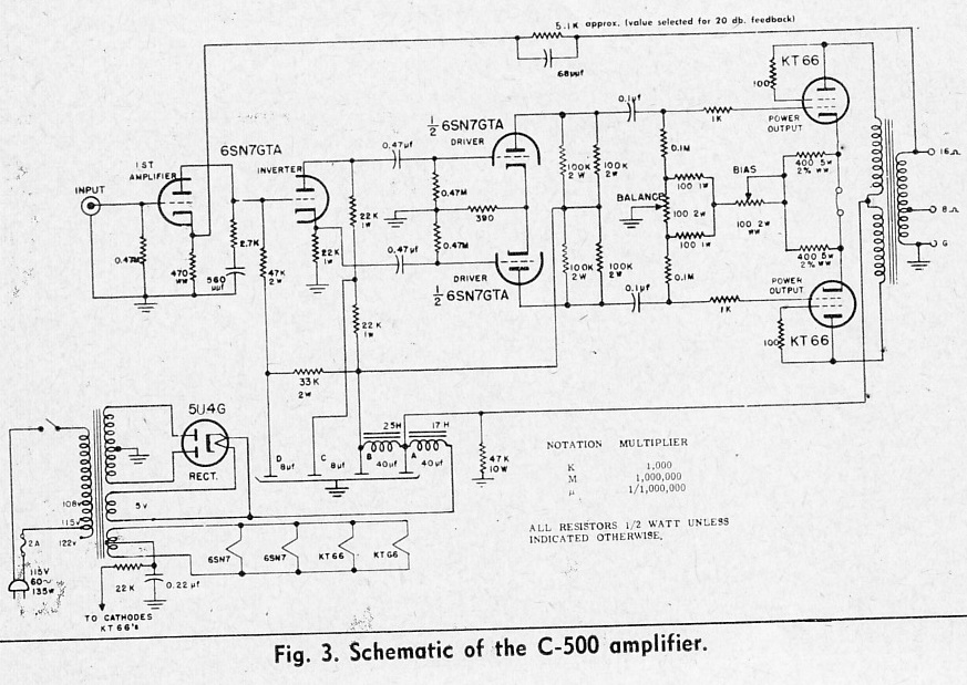 Vintage Tube Power Amplifier Schematics